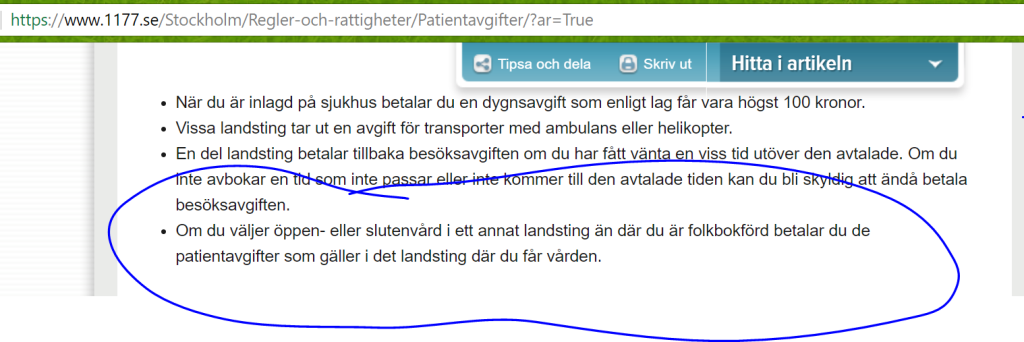 Information om patientavgifter från 1177 vårdguiden.
